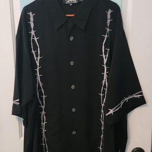 Men's Embroidered Barbed Wire Dress Shirt Size XXXL